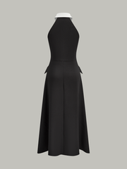 Cut-Out Contrast Collared Maxi Dress