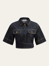 Short Sleeve Cropped Denim Top