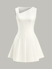 Asymmetric Neckline Flare Dress
