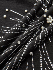 Rhinestone & Pearl Firework Pattern Knit Top