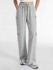 Drawstring Waist Wide Leg Cargo Pants