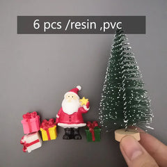 Miniature Christmas Tree Santa Claus Snowmen Gift Box Terrarium Accessories Fairy Garden Figurines Dollhouse Decor