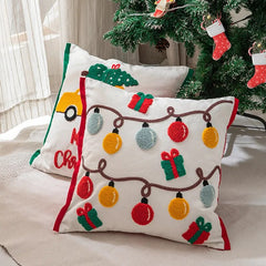 Christmas Decoration Cushion Cover Santa Snowflake Pillow Case Cotton Square Embroidery Pillow Cover 45x45cm