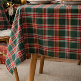 Christmas Plaid Tablecloth Xmas Party Red Green Rectangle Table Cloth Vintage Dining Table Cover For Home Living Room Decoration