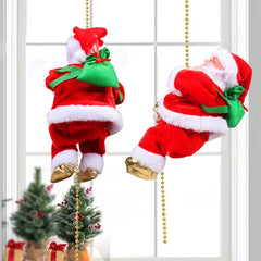 Electric Santa Claus Climbing Rope Ladder With Music Cute Santa Claus Toy For Christmas Tree Home Decor New Year Gifts Ornaments