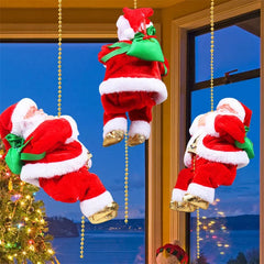 Electric Santa Claus Climbing Rope Ladder With Music Cute Santa Claus Toy For Christmas Tree Home Decor New Year Gifts Ornaments