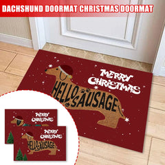 Cute Dachshund Doormats Christmas Doormat Natural Coir Fibers Vinyl Backing Winter Welcome Mat for Any Entrance Home Decor