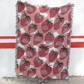 Kawaii Blanket Sofa Cover Cat Strawberry Blanket Knitted Linen Bedspread Sofa Towel Mat Tapestry Christmas For Home Decoration