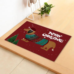 Cute Dachshund Doormats Christmas Doormat Natural Coir Fibers Vinyl Backing Winter Welcome Mat for Any Entrance Home Decor