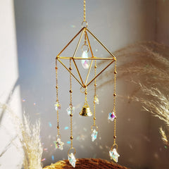 Crystal Wind Chimes Dream Catcher Stained Glass Sun Catcher Prism Rainbow Maker Window Garden Decoration Outdoor Christmas Gift
