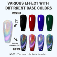 Rainbow Cat Eye Magnetic Gel Polish Semi Permanent Holographic Reflective Nail Varnish DIY Christmas New Year Nails