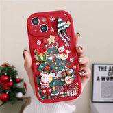 Ottwn 3D Cartoon Elk Santa Claus Tree Christmas Phone Case For iPhone 13 11 12 Pro Max 13 14 Plus X XR XS 7 8 Plus SE Cover