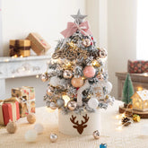 45/60cm Mini Christmas Tree With Lights DIY Desktop Golden Red Christmas Decorations 2023 New Year Home Party Windows Ornaments