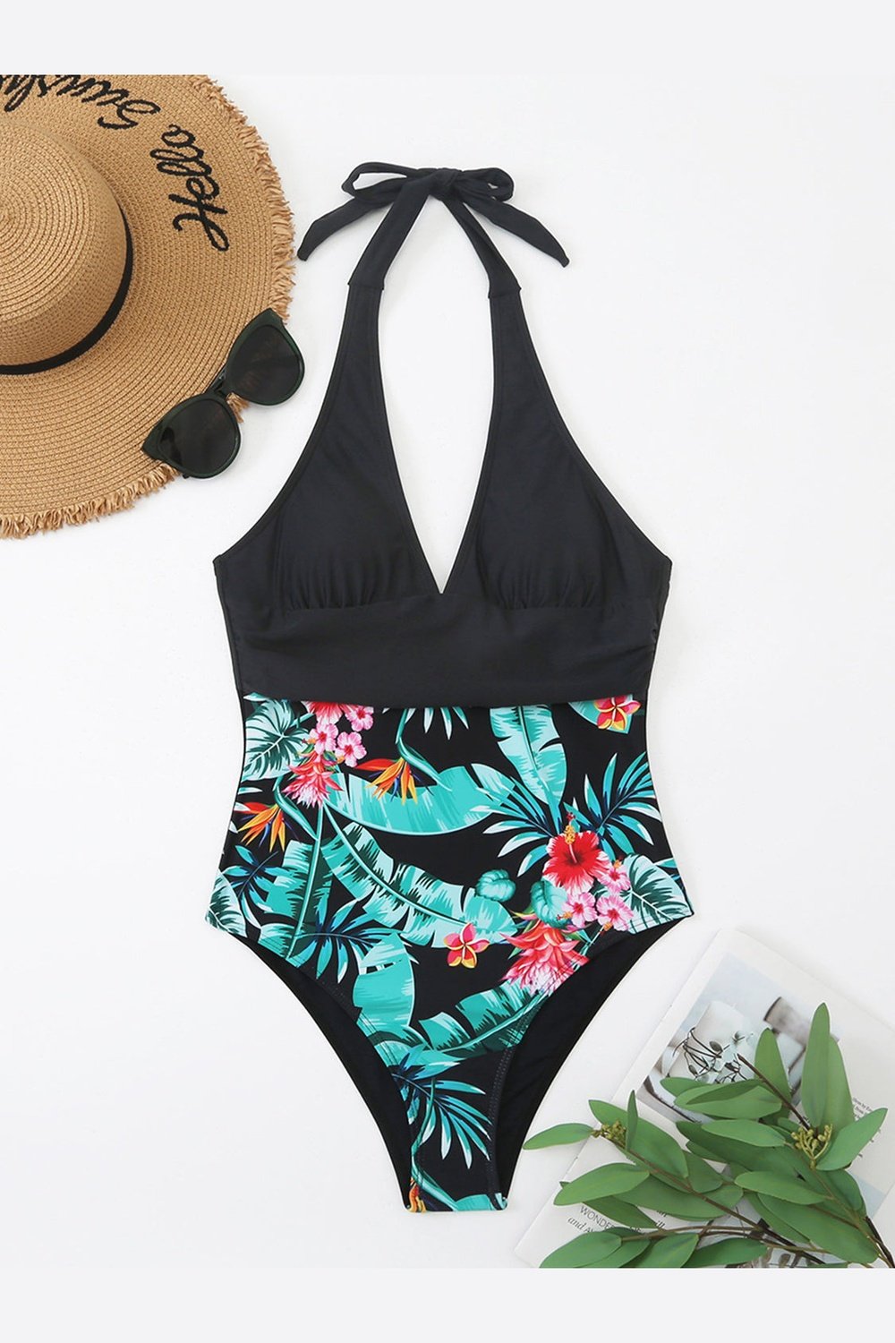 Printed Halter Neck One-Piece Swimwear