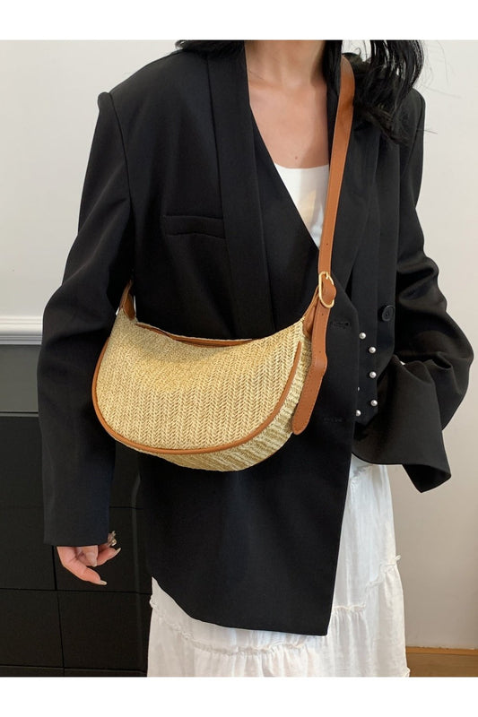 Straw Weave Adjustable Strap Shoulder Bag