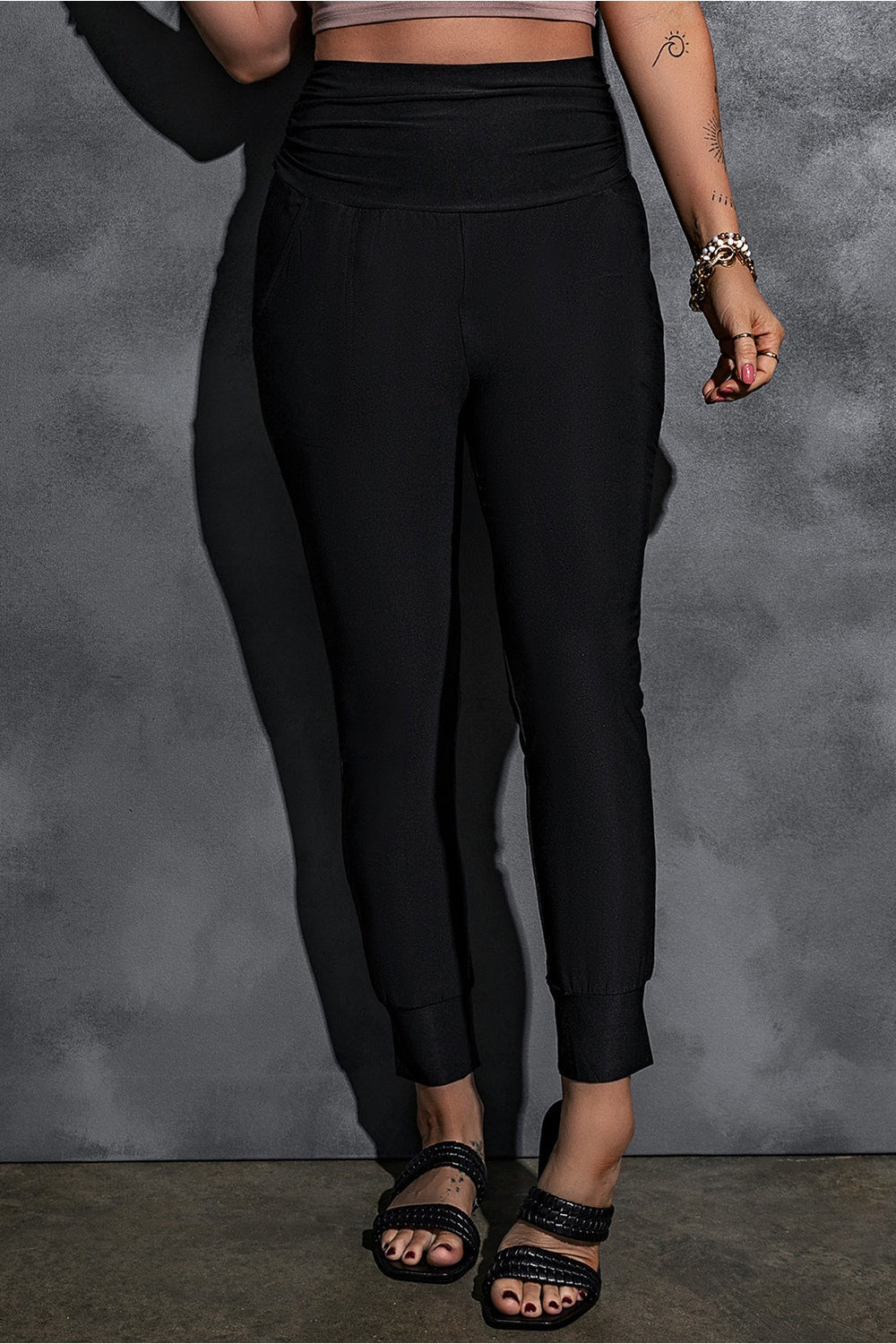 High-Rise Wide Waistband Joggers