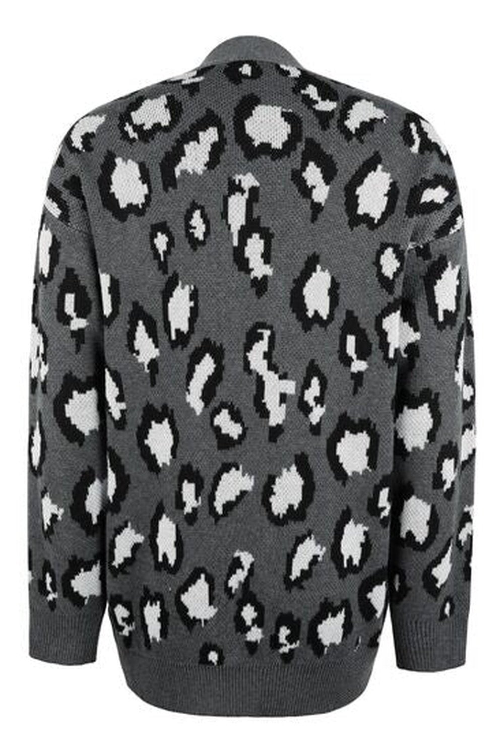 Leopard Open Front Dropped Shoulder Cardigan