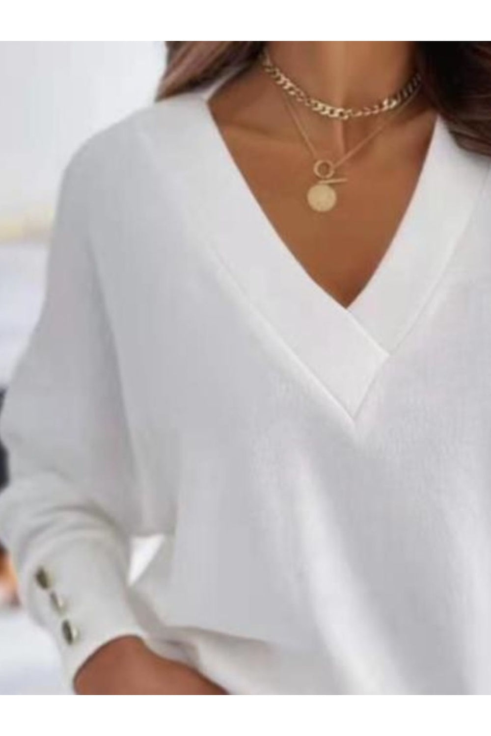 V-Neck Long Sleeve Sweatshirt