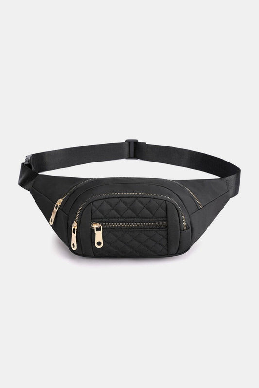 Zenana Quilted Multi Pocket Waist Belt Bag