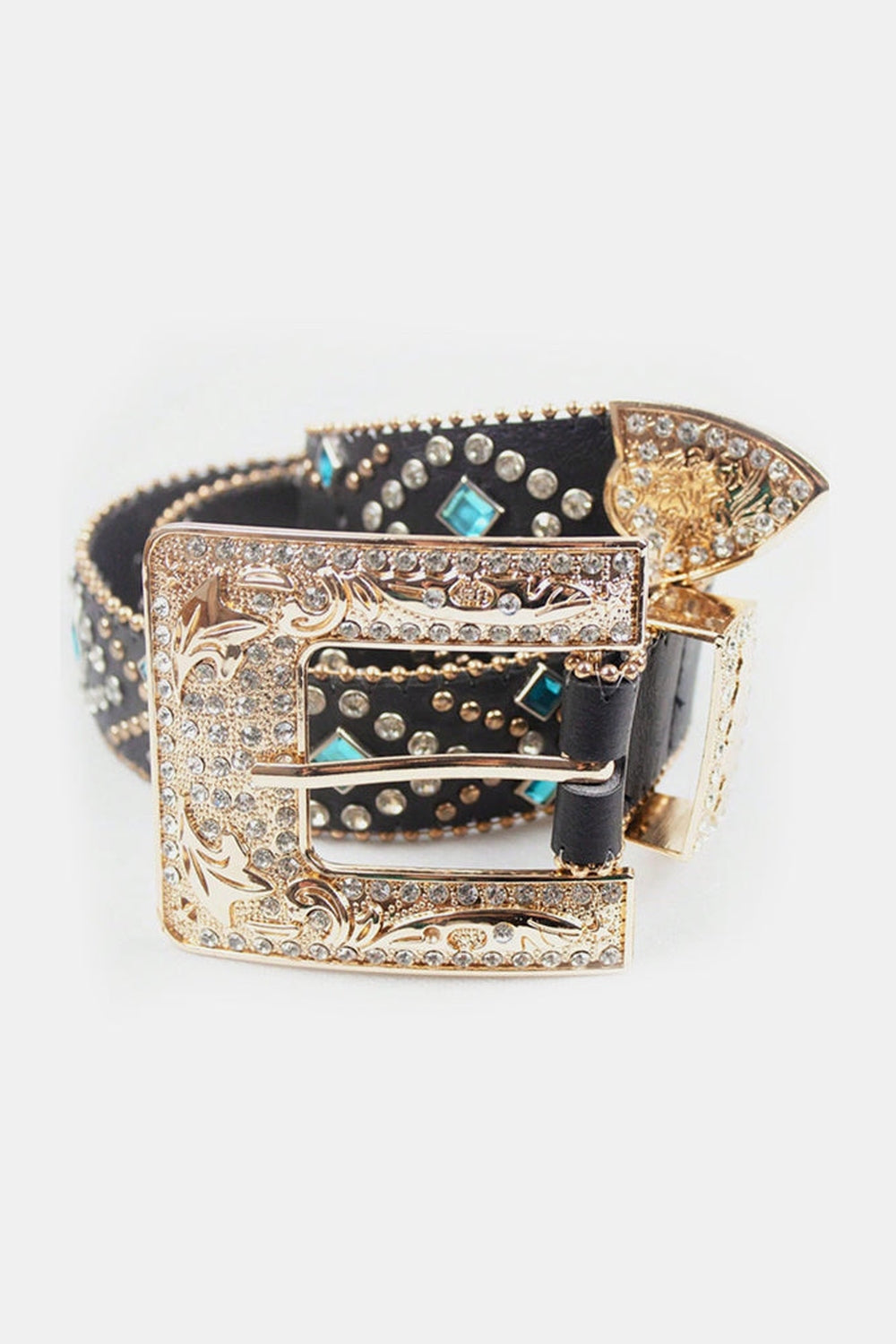 Rhinestone PU Leather Belt