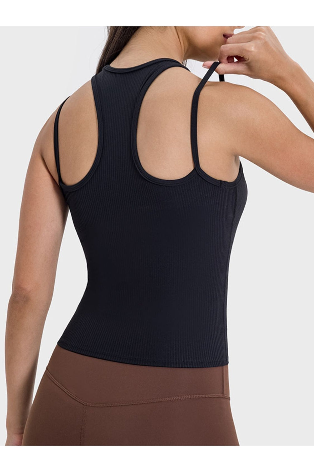 Millennia Cutout Round Neck Racerback Active Tank