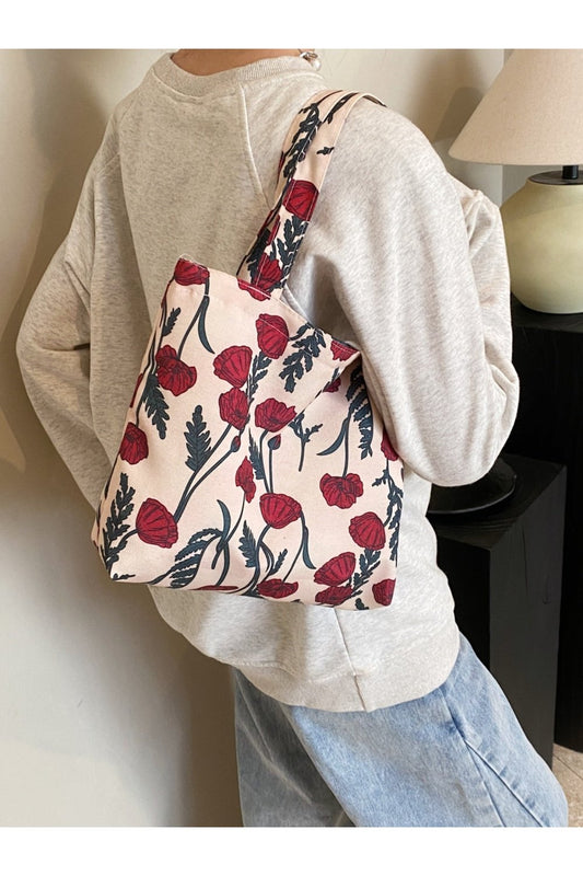 Printed Canvas Handbag with Zipper