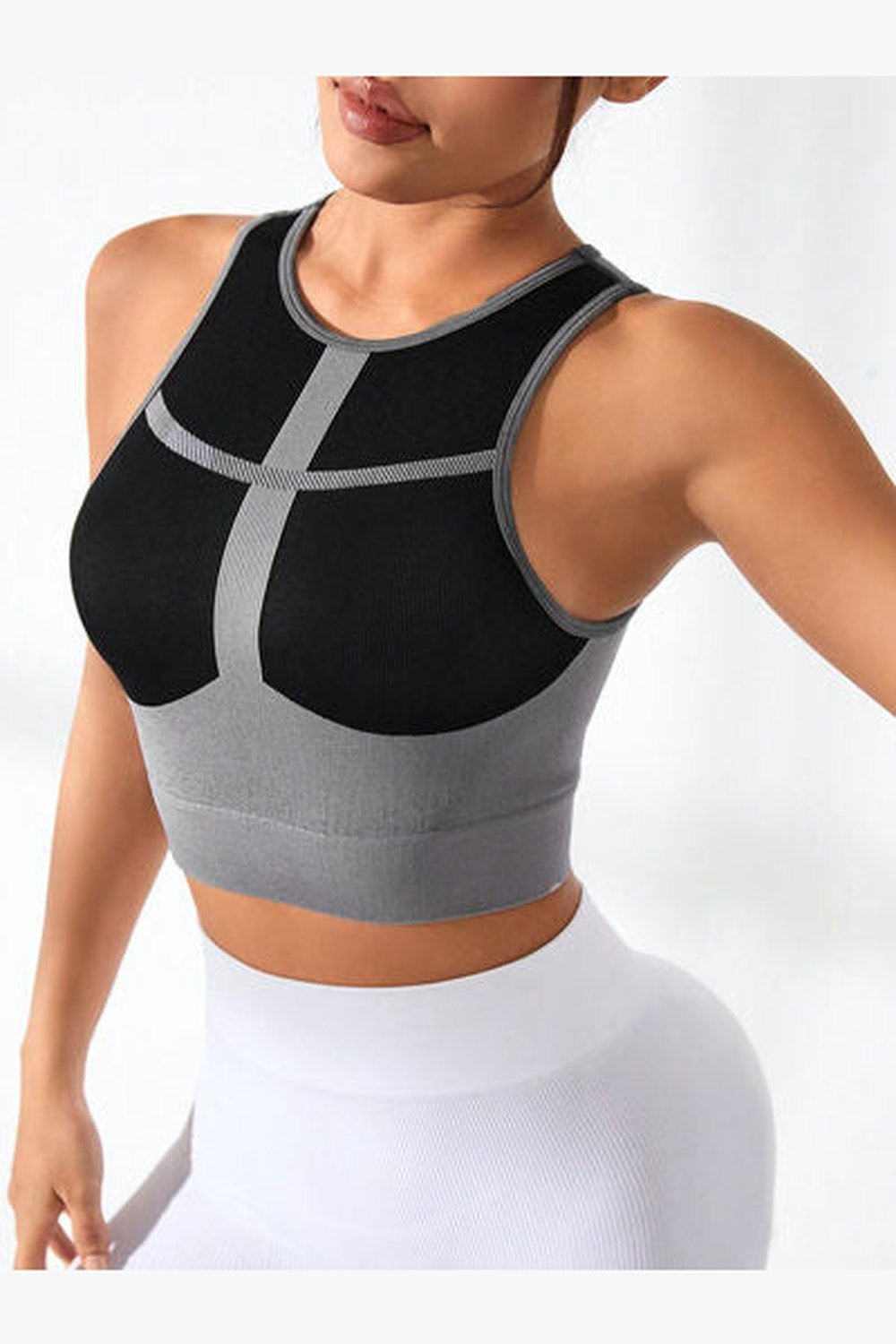 Color Block Round Neck Active Tank