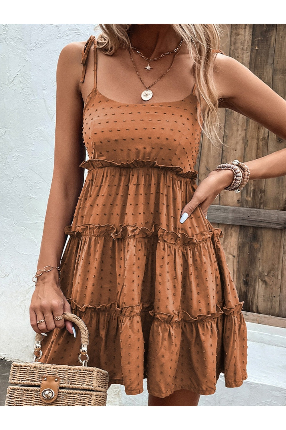 Frill Spaghetti Strap Tiered Dress