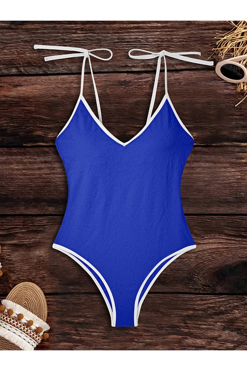 Tied V-Neck Spaghetti Strap One-Piece Swimwear