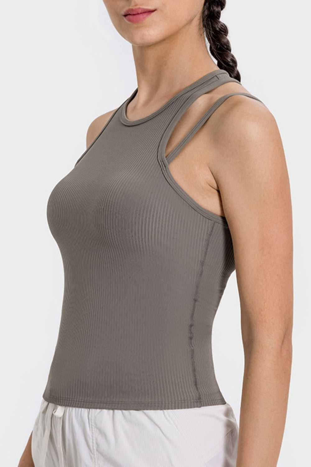 Millennia Cutout Round Neck Racerback Active Tank