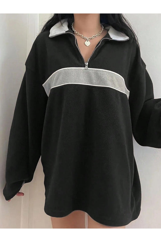 Contrast Dropped Shoulder Long Sleeve Sweatshirt