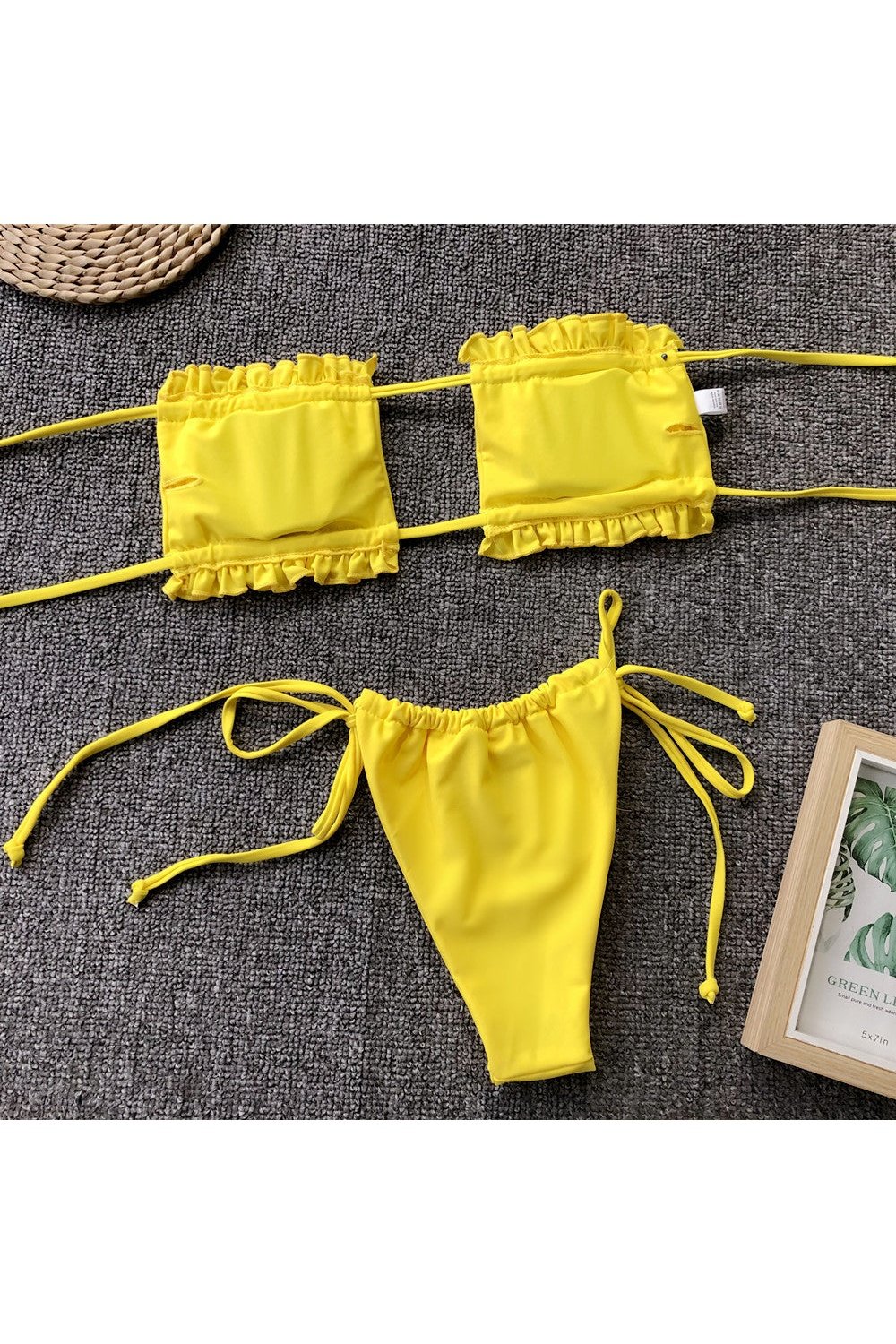 Frill Trim Ruched Bikini Set