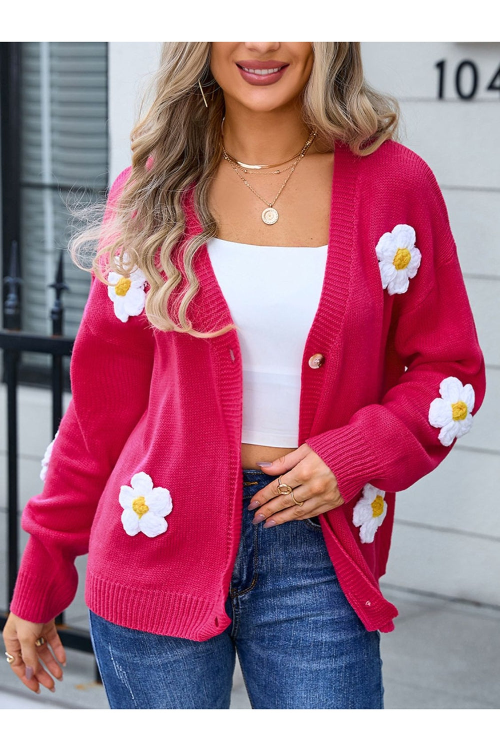 Angel Wings Crochet Flower Button Up Cardigan