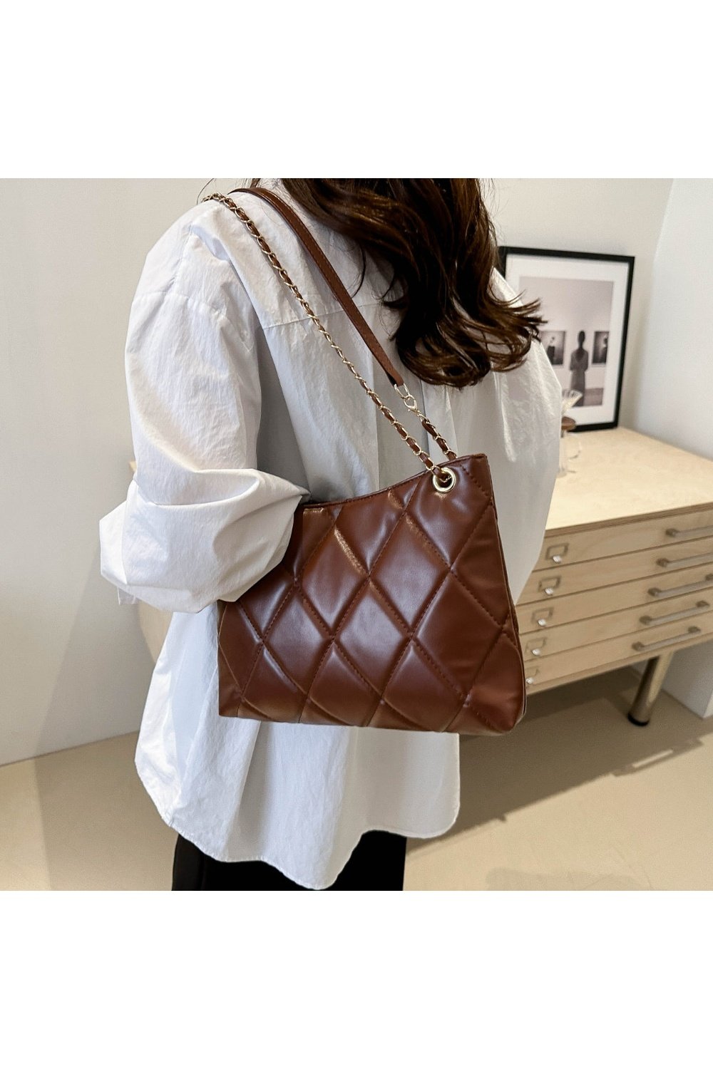 PU Leather Medium Handbag