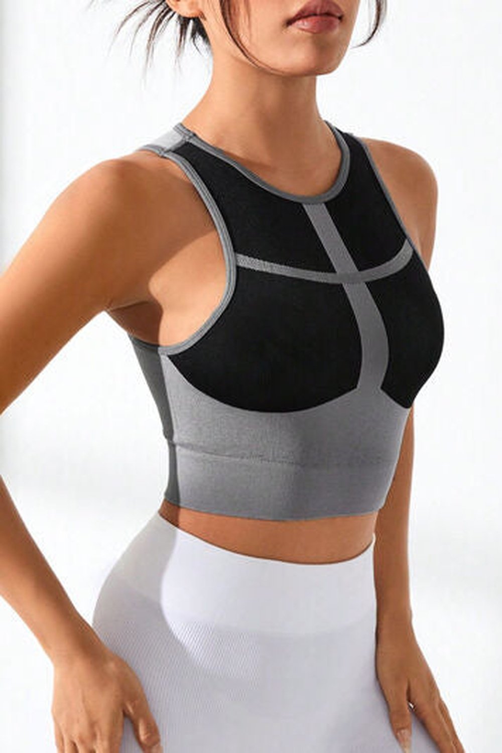 Color Block Round Neck Active Tank