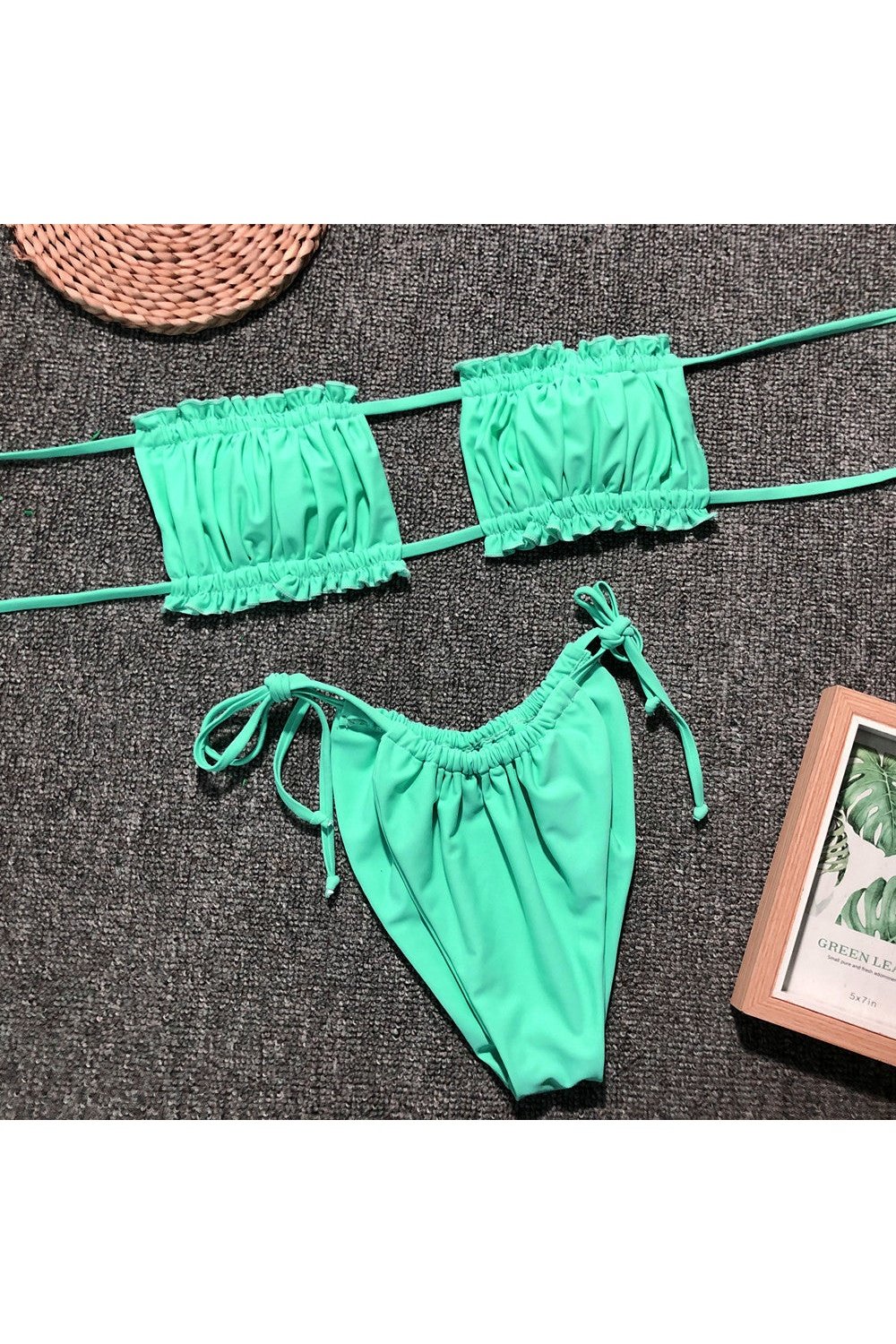 Frill Trim Ruched Bikini Set