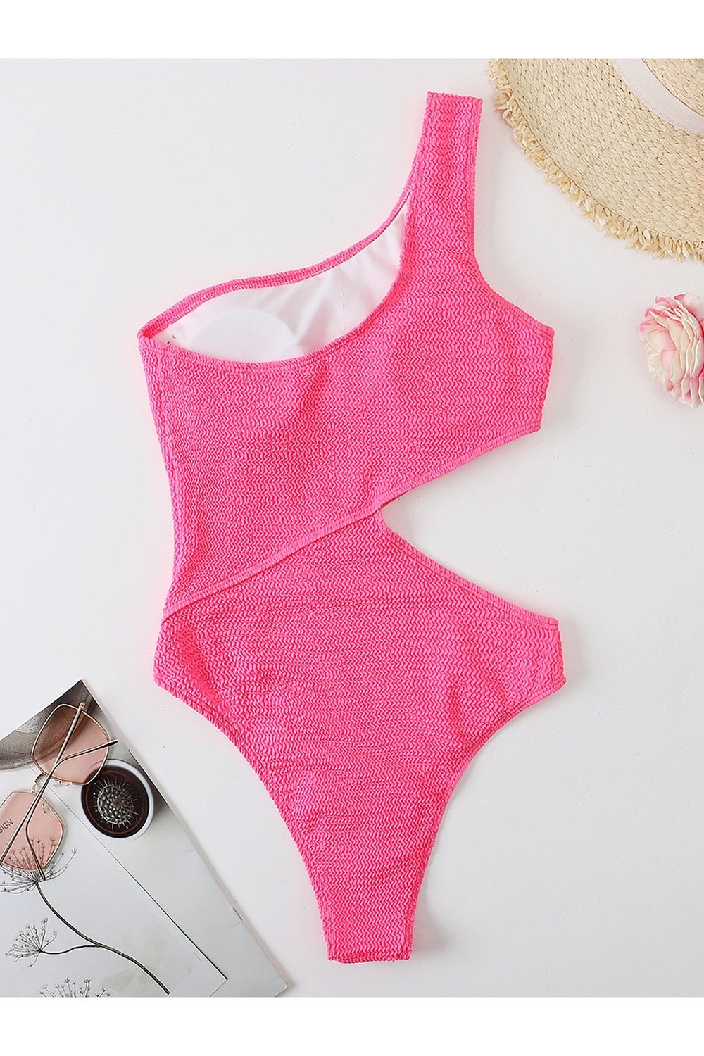 Cutout One Shoulder One-Piece Swimwear