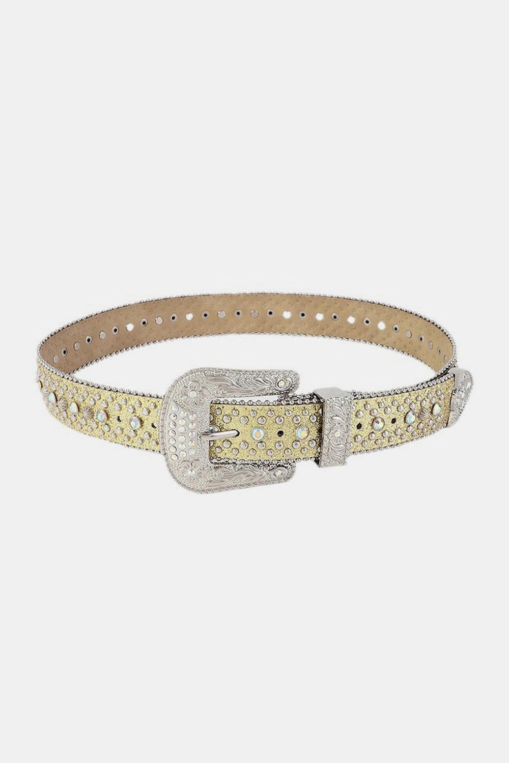 Rhinestone PU Leather Belt