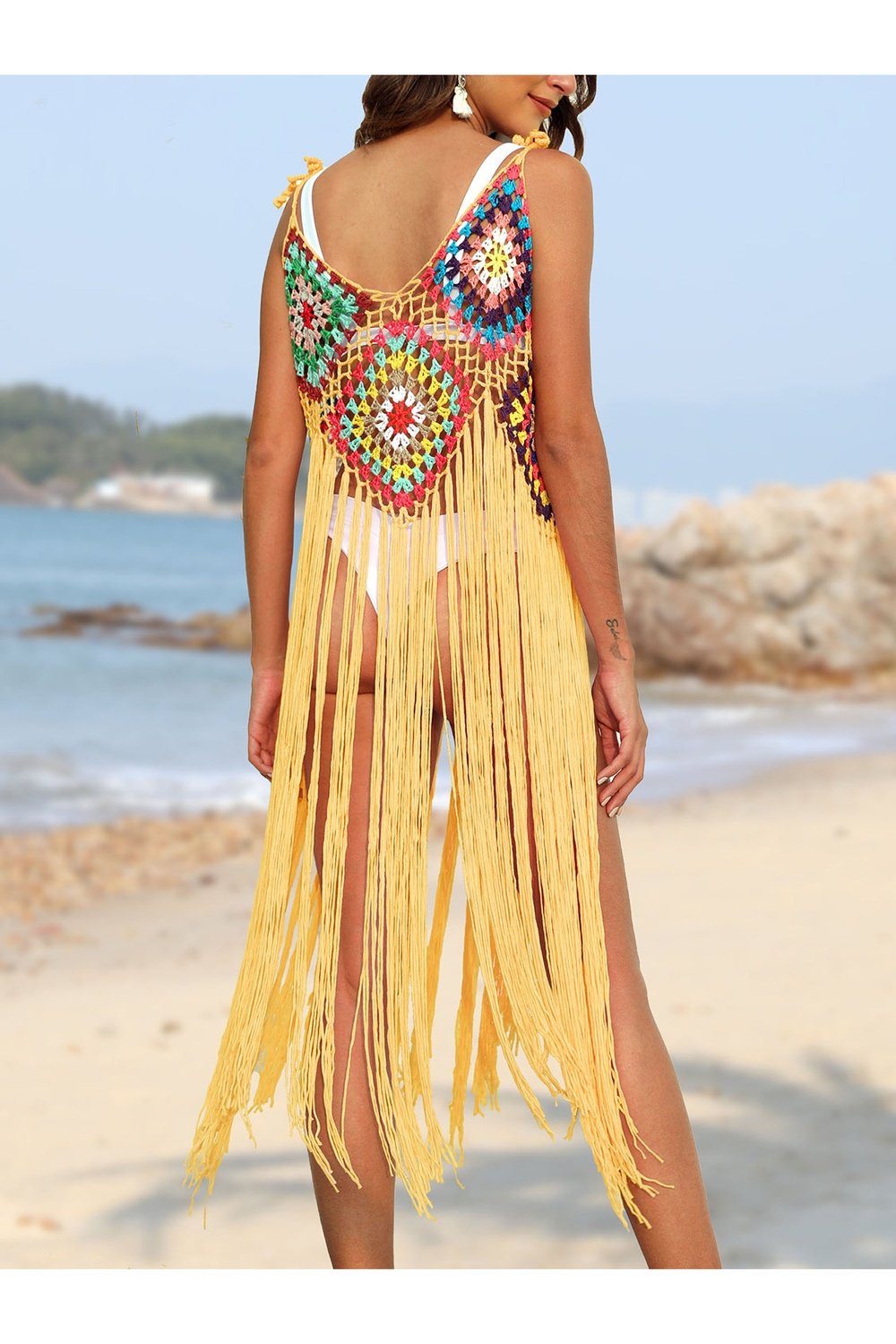 Fringe Spaghetti Strap Cover-Up