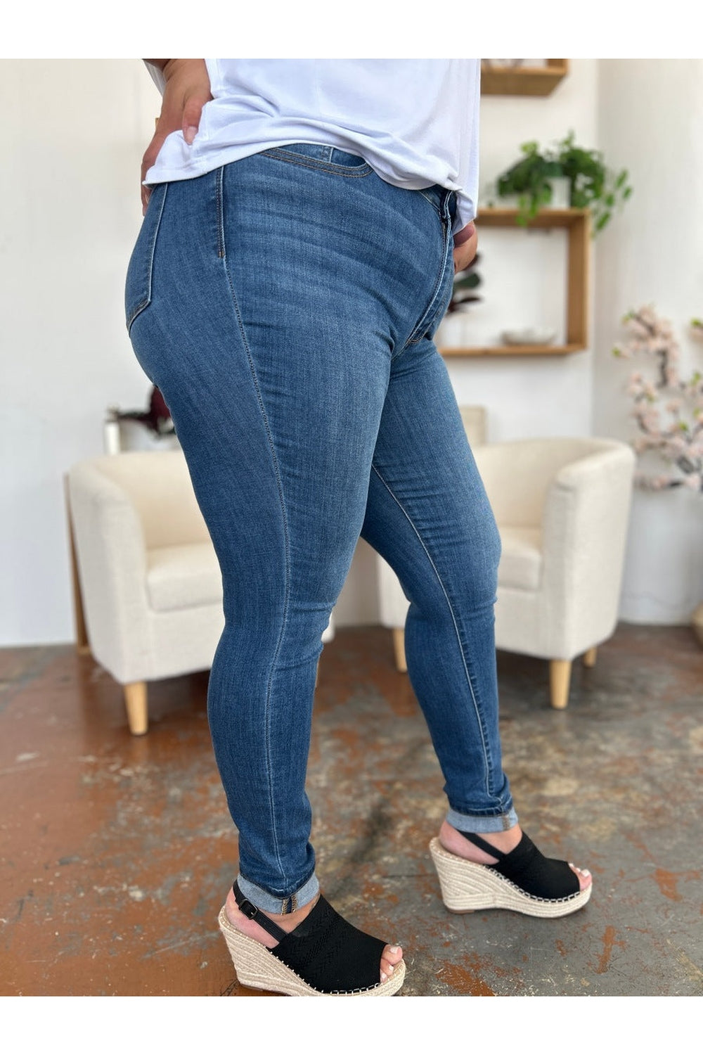 Judy Blue Full Size Cuffed Hem Skinny Jeans