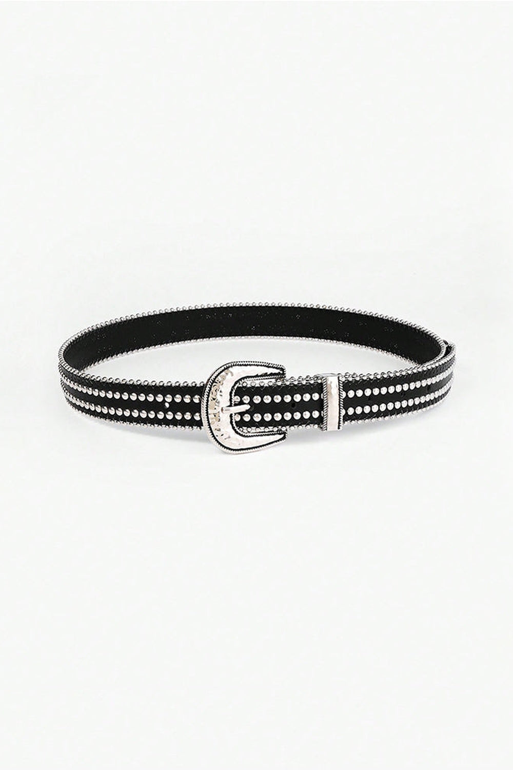 Studded Rhinestone PU Leather Belt