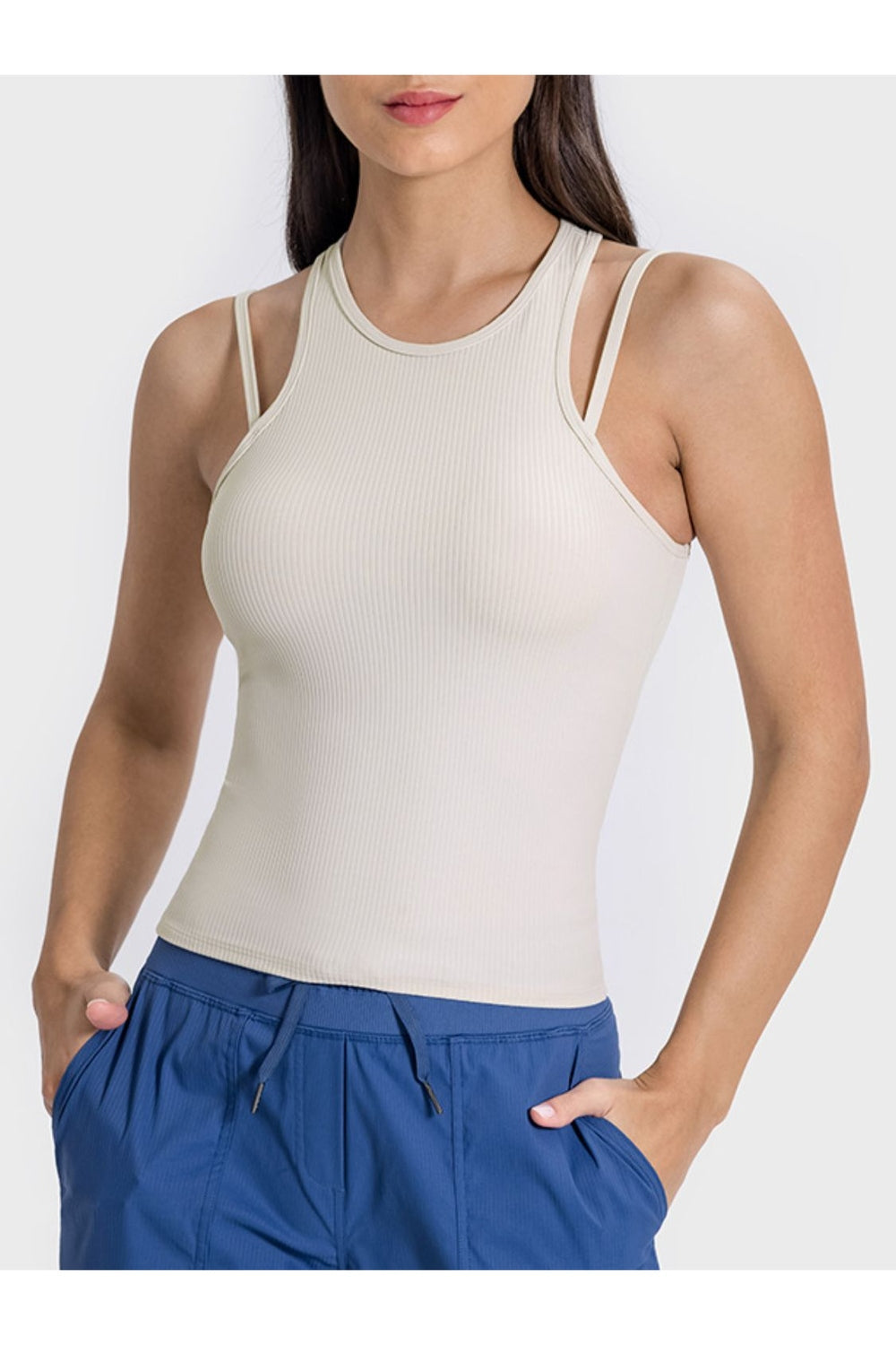 Millennia Cutout Round Neck Racerback Active Tank