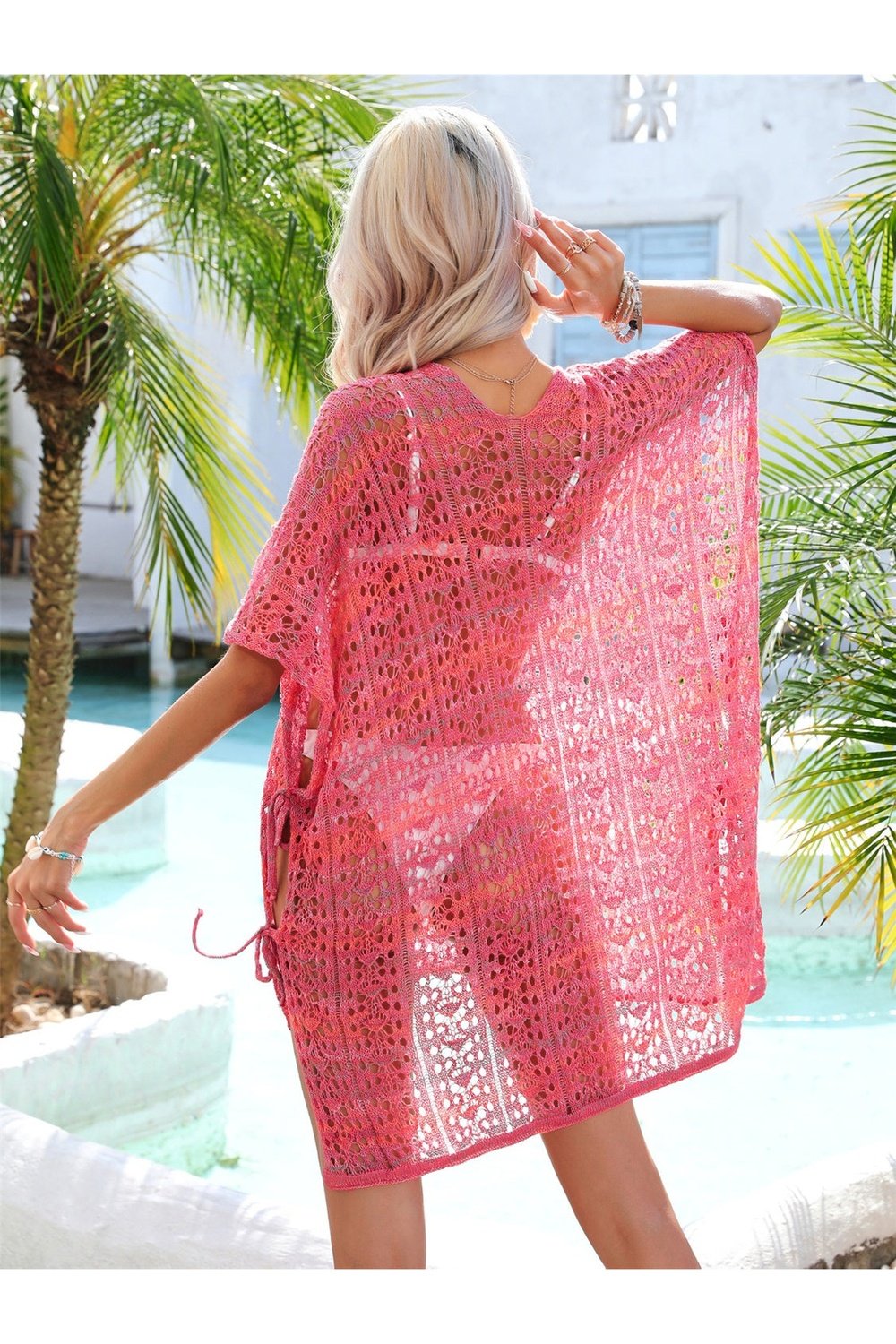 Slit Openwork V-Neck Cover Up