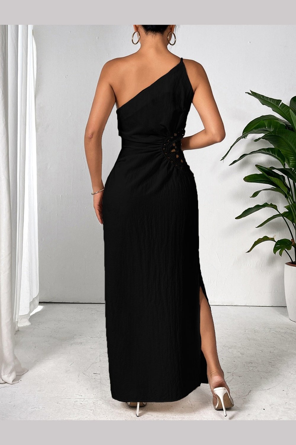 Slit One Shoulder Sleeveless Maxi Dress