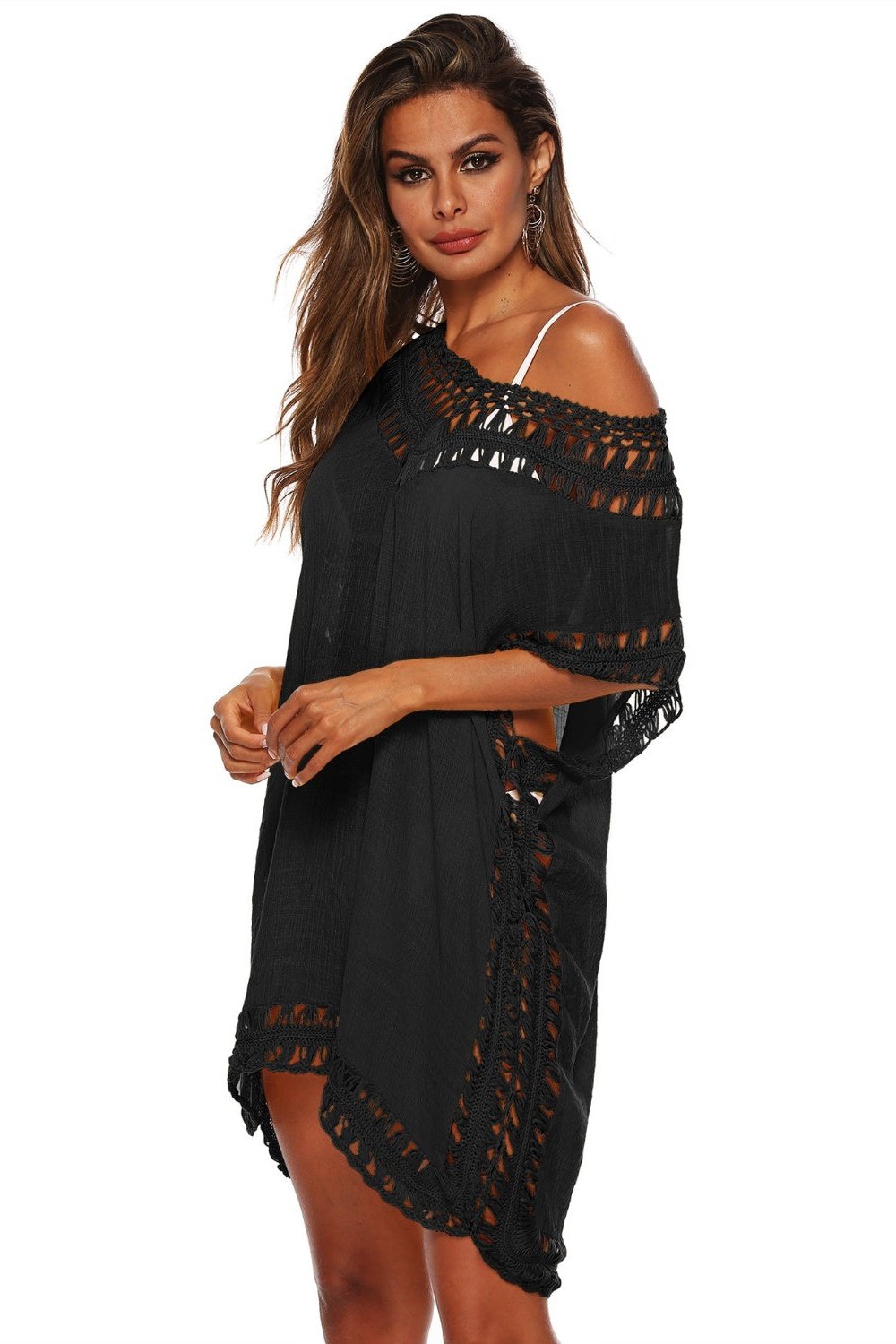 Cutout V-Neck Short Sleeve Cover-Up