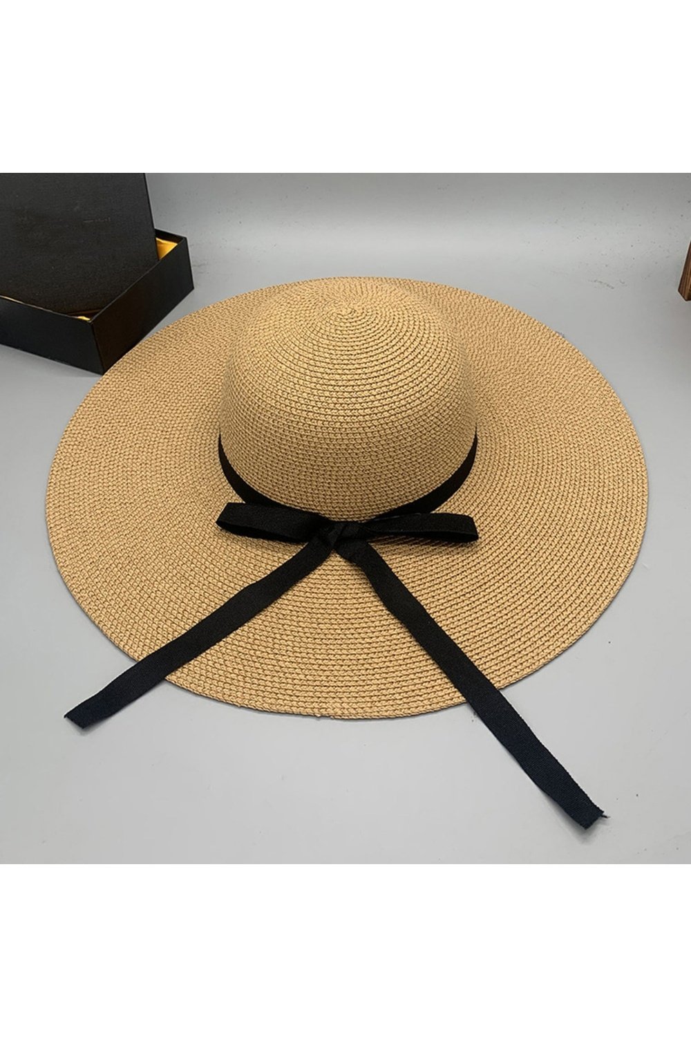 Bow Paper Braided Wide Brim Hat