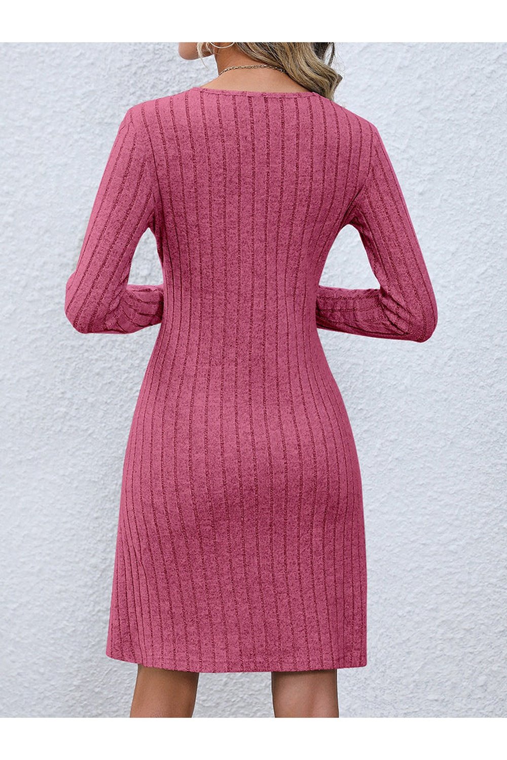 V-Neck Long Sleeve Mini Dress