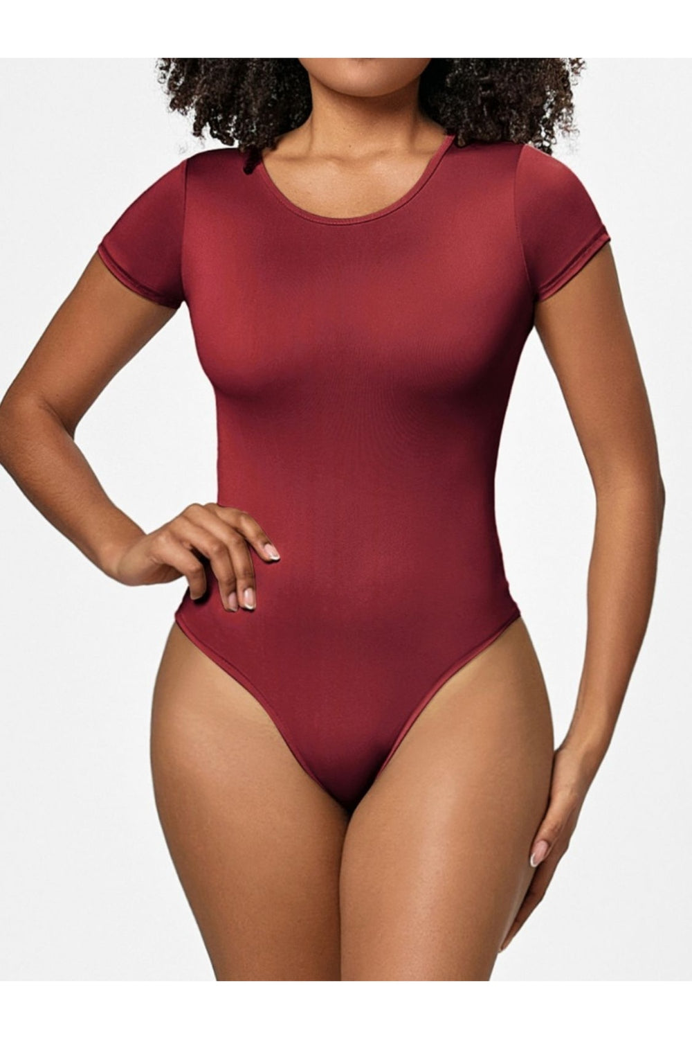 Full Size Round Neck Short Sleeve Bodysuit