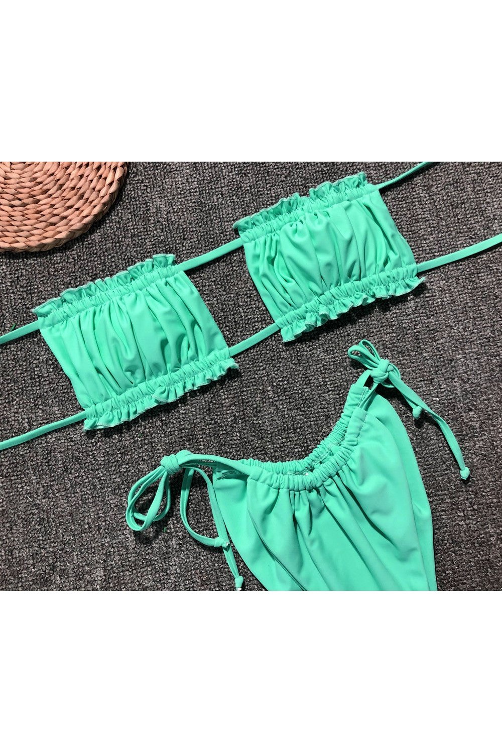 Frill Trim Ruched Bikini Set