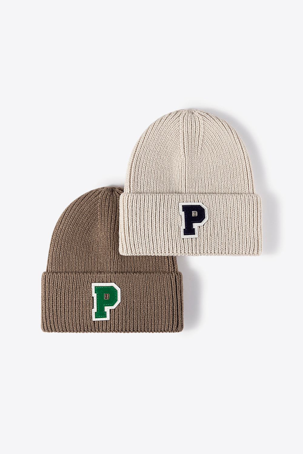 Letter Patch Cuffed Knit Beanie